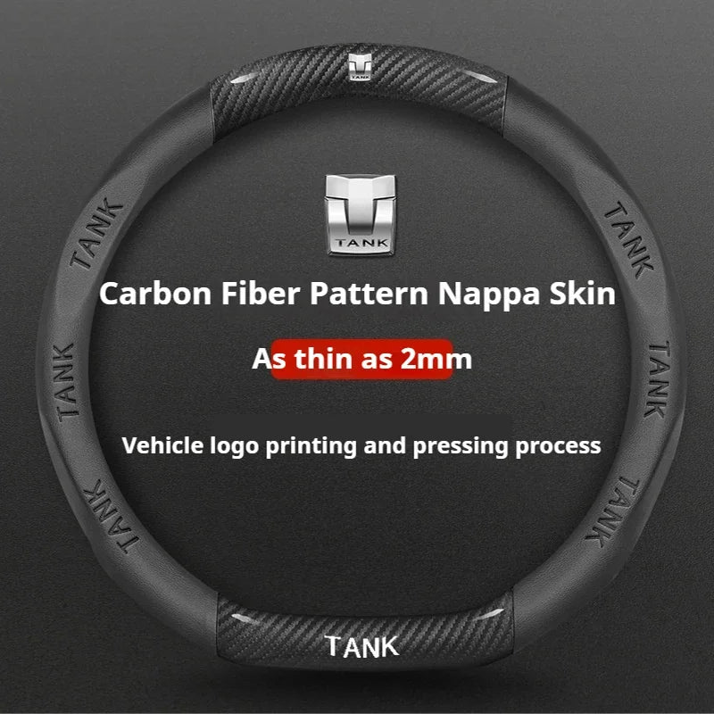 GWM Tank Suede Steering Wheel Cover - D Shape / Black (Style A)