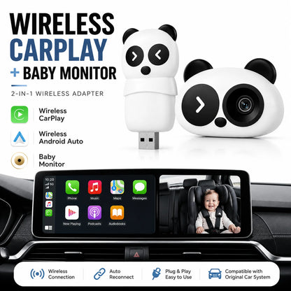 1080P Wireless CarPlay Baby Car Camera Monitor with Split-Screen Display