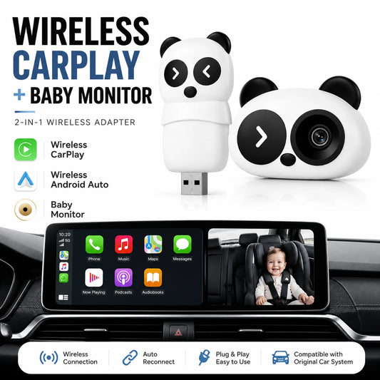 1080P Wireless CarPlay Baby Car Camera Monitor with Split-Screen Display