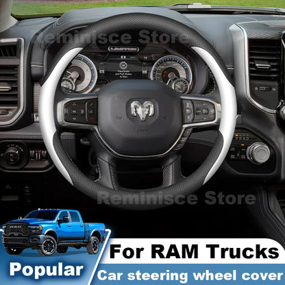 RAM Leather Steering Wheel Cover - White