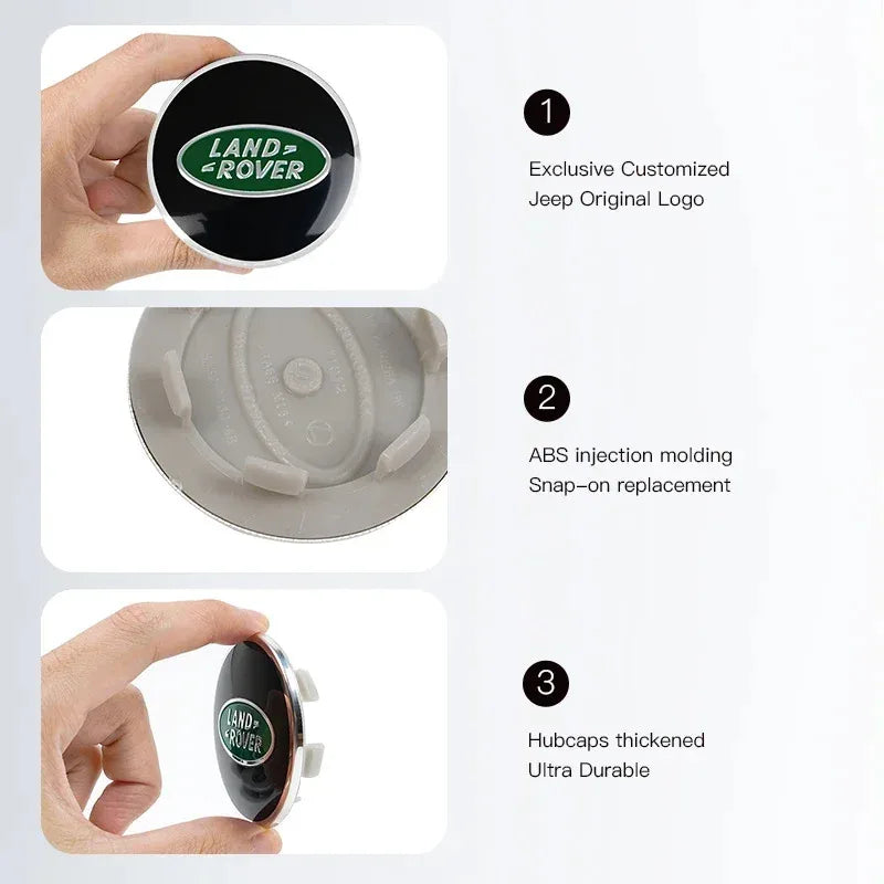 4Pcs 62MM Land Rover Wheel Center Caps
