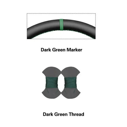 GMC Hand-Stitched Steering Wheel Cover - Round Shape / Dark Green Marker