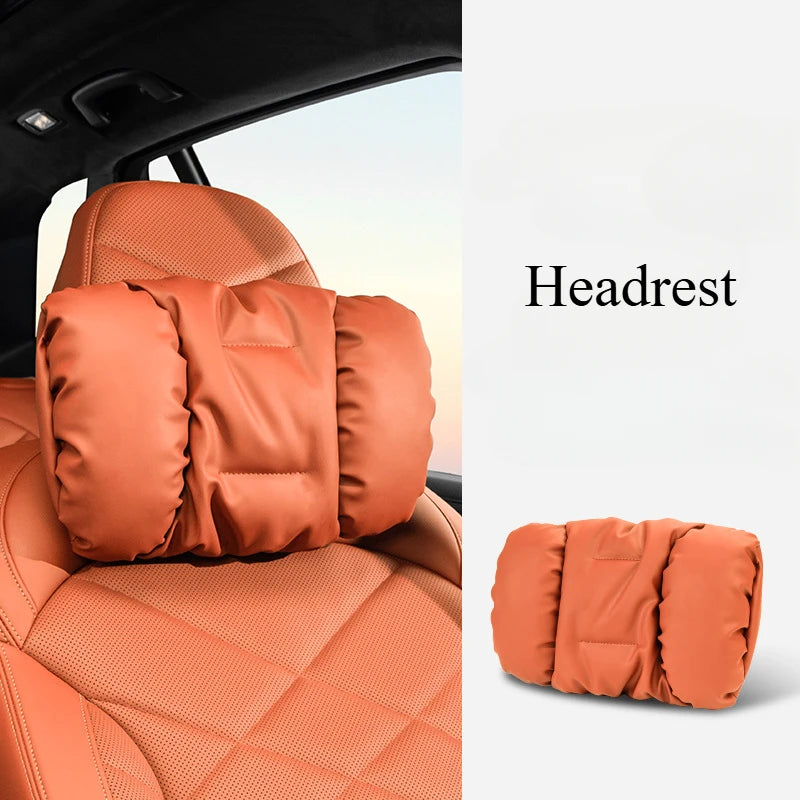 Bubble Cotton Car Headrest and Waist Cushion Set with Anti-Stain Leather