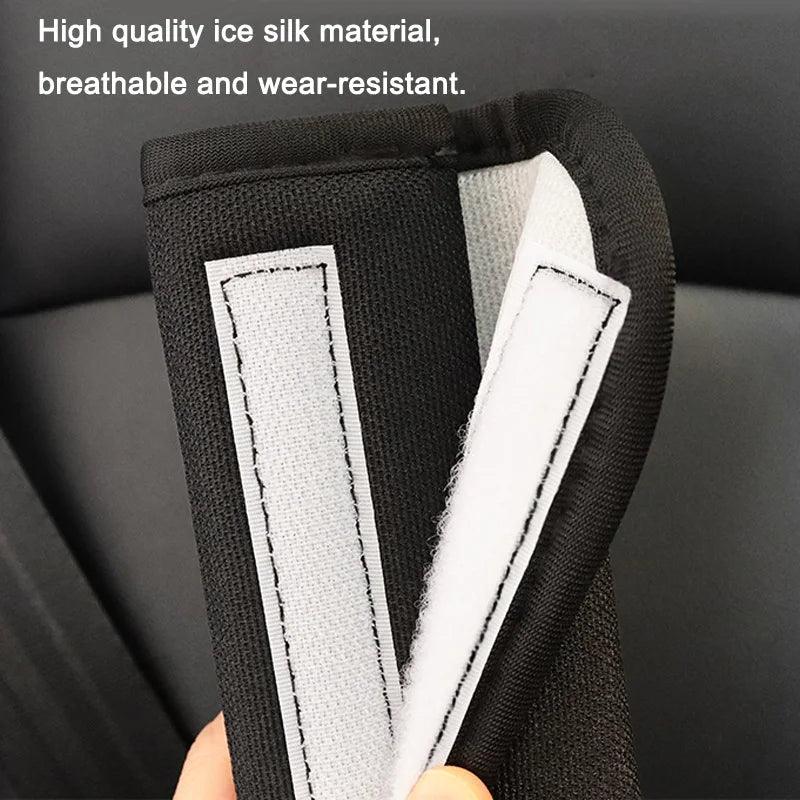 Ice Silk Car Seat Belt Covers Red Heart Retro Design Shoulder Pads