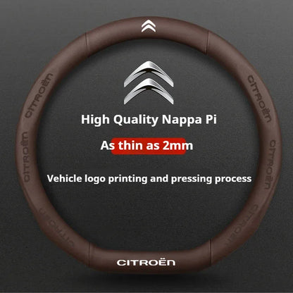 Citroen Leather Steering Wheel Cover - Type D Brown E