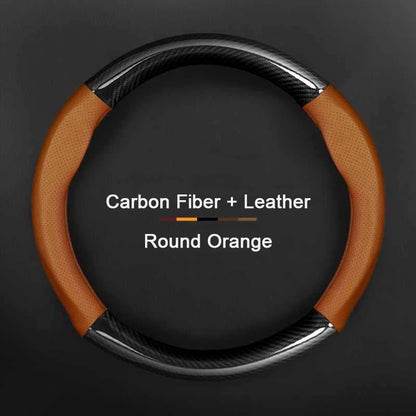 Porsche Carbon Fibre Steering Wheel Cover - Round Shape / Orange