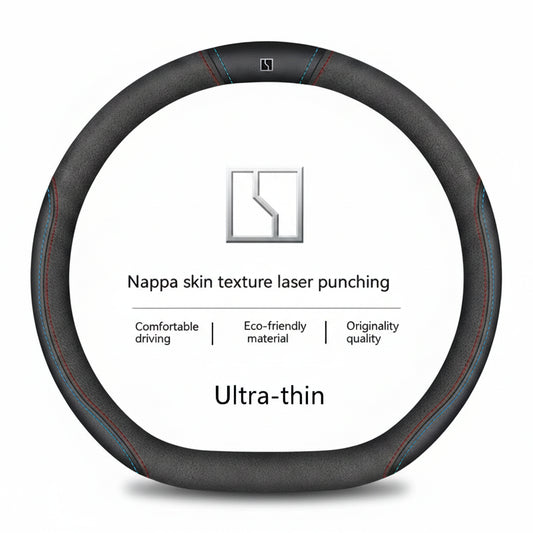 ZEEKR Leather Steering Wheel Cover Fur No-Sew Fit - Style 1 Black