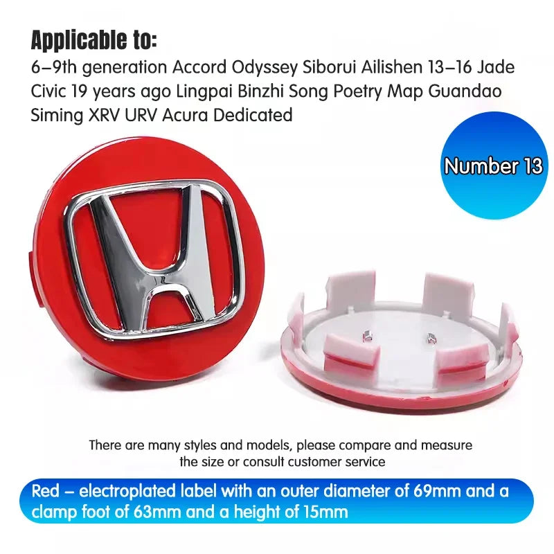 4Pcs Honda Wheel Center Hub Caps 69mm 62mm 58mm