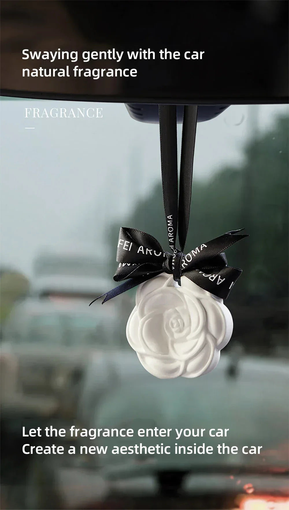White Flower Hanging Car Air Freshener Perfume - A