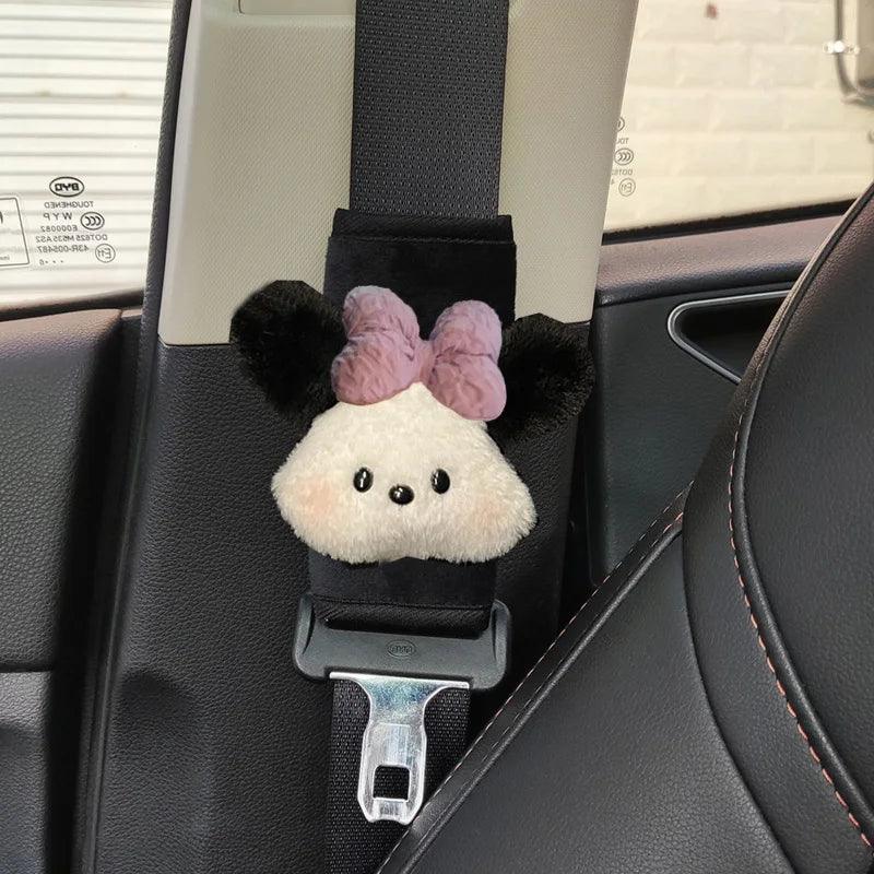 Cartoon Bow Dog Seatbelt Cover Shoulder Strap Cushion Pad Kids Women