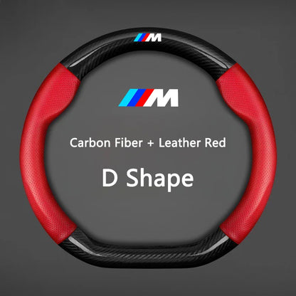 BMW M Sport Leather Steering Wheel Cover - D Shape / Red