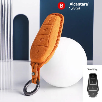BYD Car Key Case Suede Leather Cover for Han EV Qin Song Atto 3