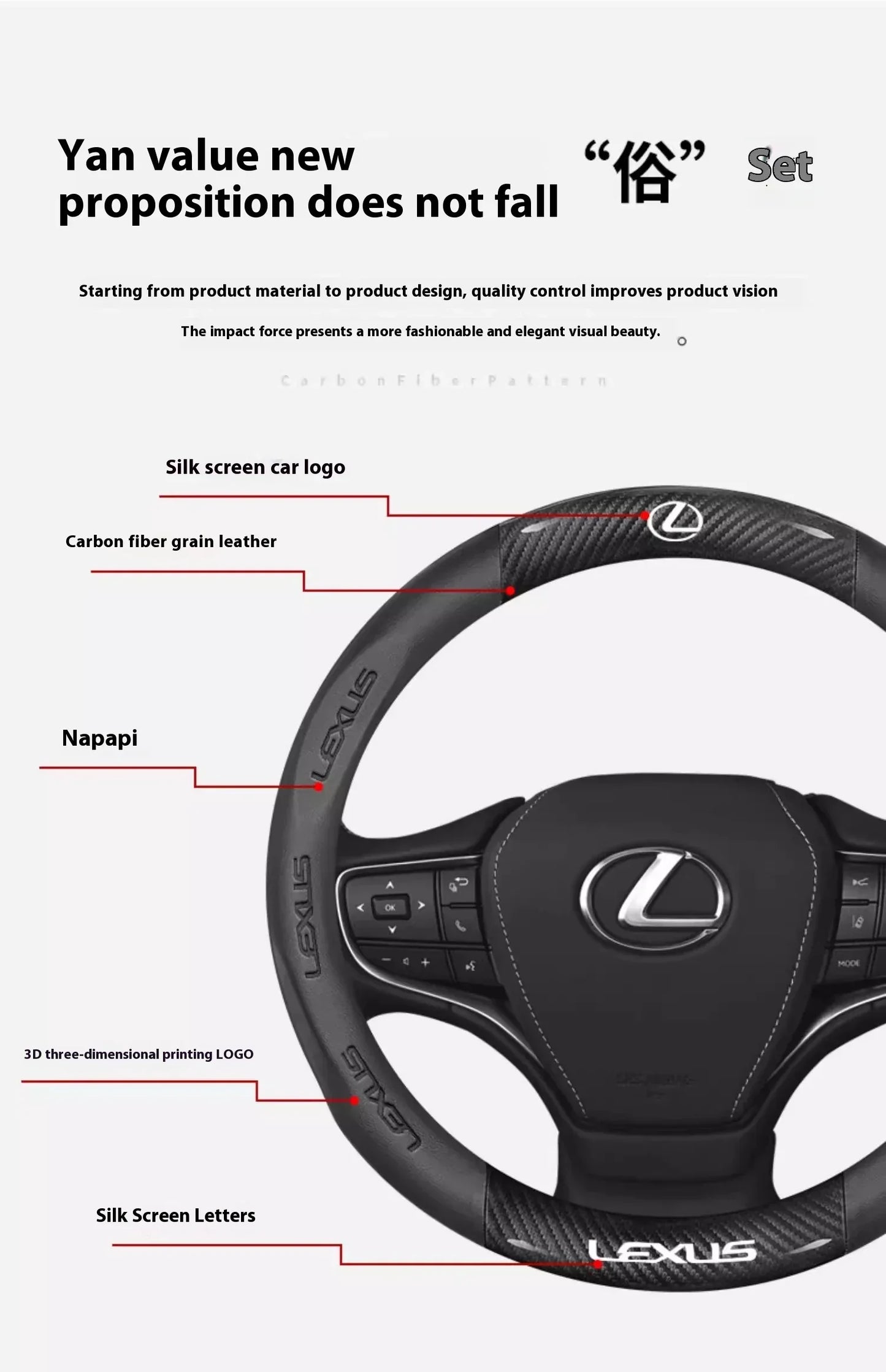 Lexus ES RX NX IS GS Suede Carbon Fiber Steering Wheel Cover - Ventilate Carbon