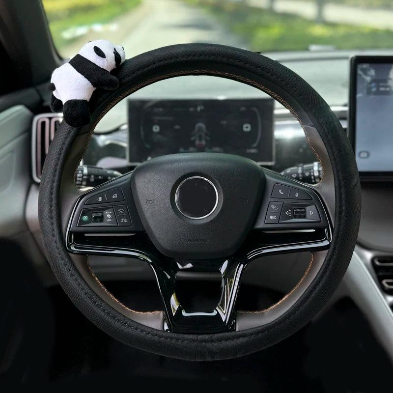 Ice Silk Panda Car Neck Pillow & Seat Belt Cover Set Universal