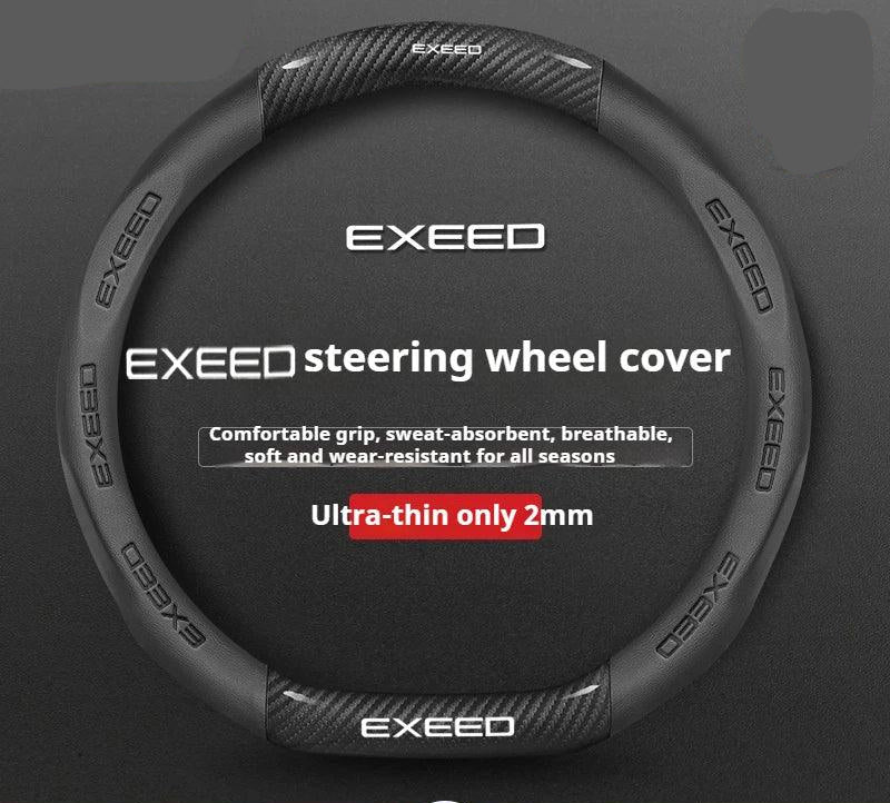 Chery Exeed Carbon Fiber Leather Suede Steering Wheel Cover - D Black-Carbon Fiber