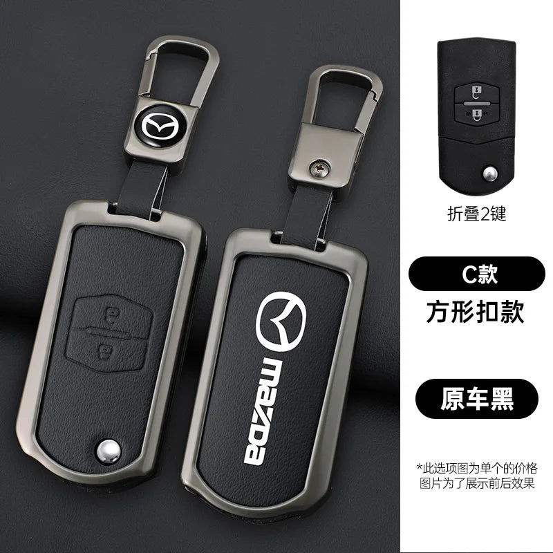Genuine Leather Flip Key Case Cover for Mazda 2 3 5 6 8 CX5 CX7 CX9
