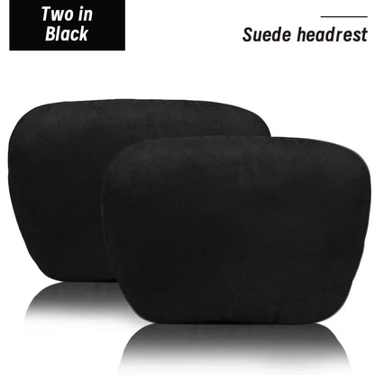 Maybach S-Class Breathable Soft Neck Headrest & Lumbar Support Pillow - Headrest Black 2x