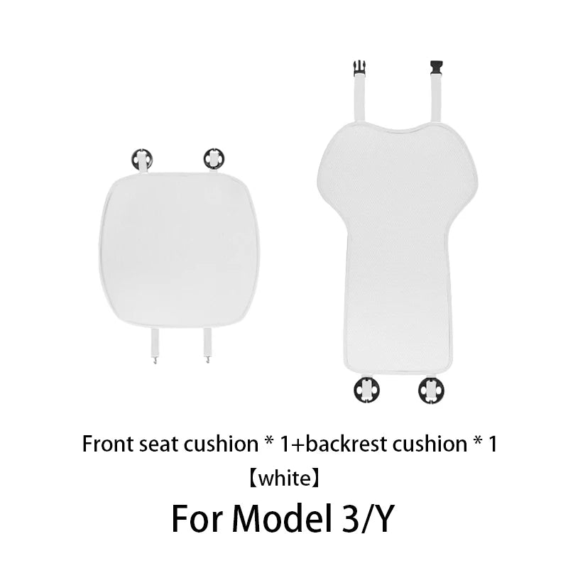Tesla Ice Silk Seat Cushion | Model 3 & Y (2019–2025) Breathable Cover - T-M3Y-F01-white