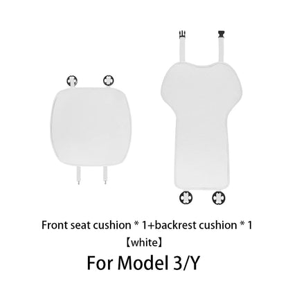 Tesla Ice Silk Seat Cushion | Model 3 & Y (2019–2025) Breathable Cover - T-M3Y-F01-white