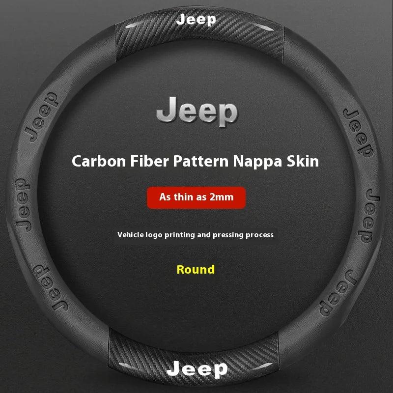 Jeep Wrangler Car Steering Wheel Cover - Carbon Fiber Black