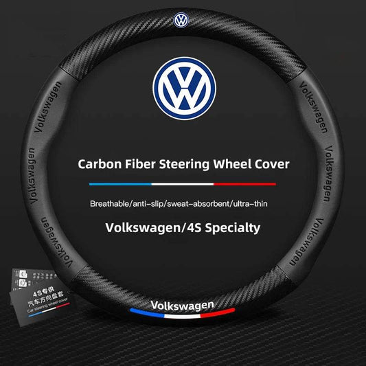 Volkswagen Carbon Fiber Steering Wheel Cover for – Golf, GTI, Passat, Tiguan, Touareg & More - Carbon red - DX