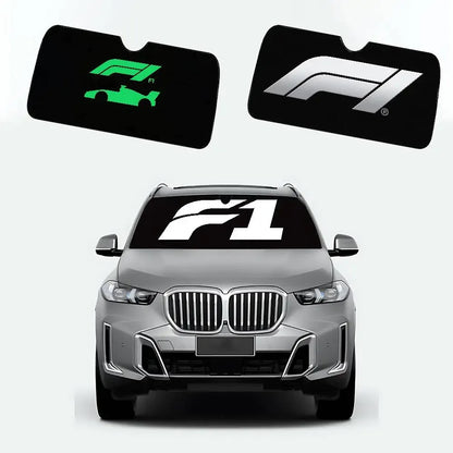 F1 Racing Pattern Universal Car Windshield Sunshade Folding Visor - A