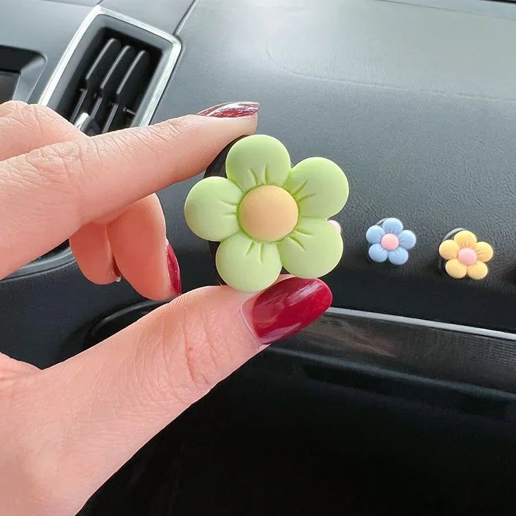 Cute Flower Car Air Vent Perfume Clip Aromatherapy Diffuser - Green