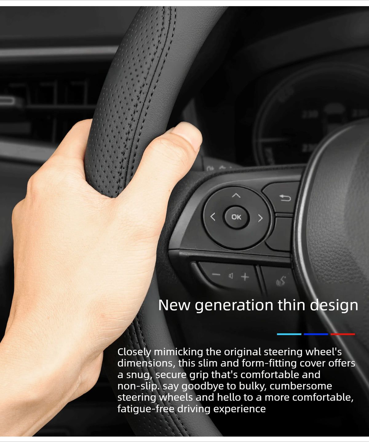 Audi Leather Steering Wheel Cover – Double D-Shape Fit for Q3, Q5, A3, A5, A6 & Q4 e-tron