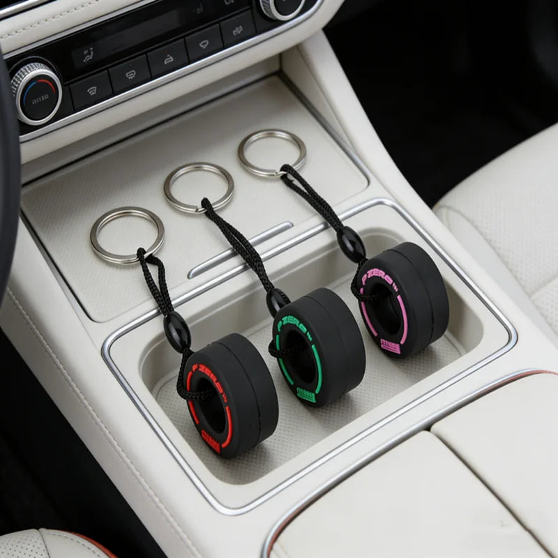 PVC Tire Keychain Car Key Ring Pendant for Auto Modification