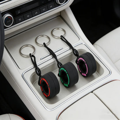 PVC Tire Keychain Car Key Ring Pendant for Auto Modification