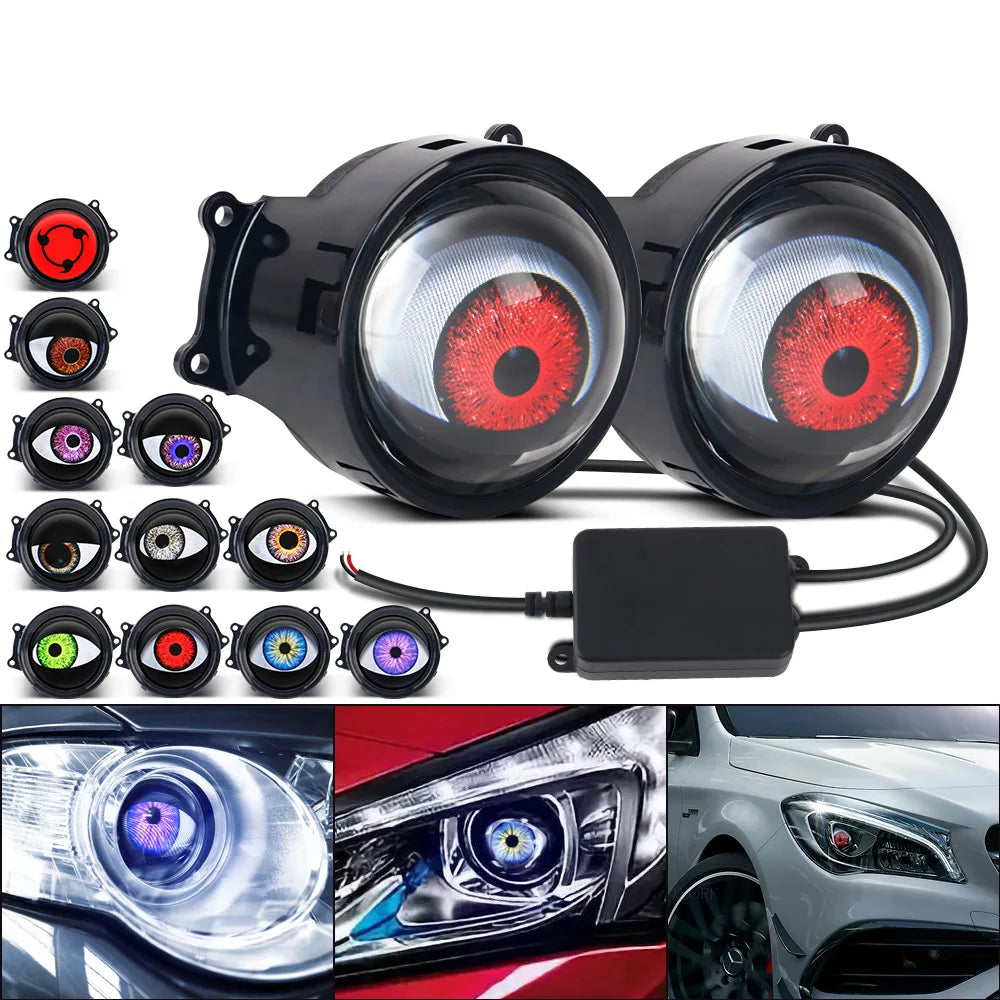 3-Inch Devil's Eye LED Headlight Retrofit Kit with Remote Control