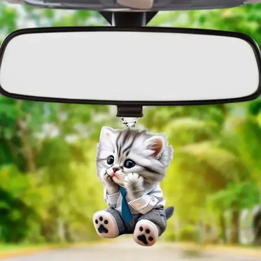 Cat Car Pendant – 2D Rearview Mirror Hanging Ornament