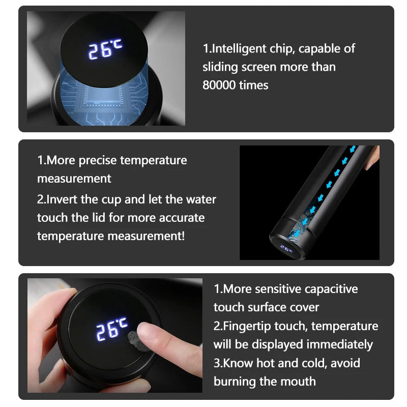 Stainless Steel Car Thermos Bottle with Temperature Display Zeekr 001 009 007