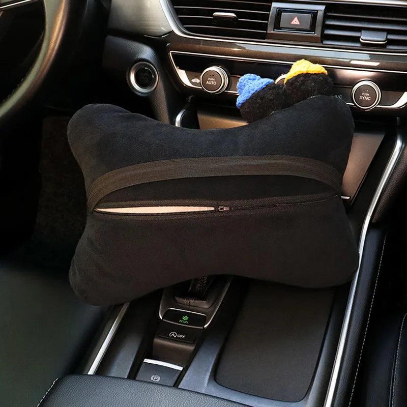 Ice Silk Mesh Car Headrest Pillow - Cute Cartoon Coal Ball Neck Support