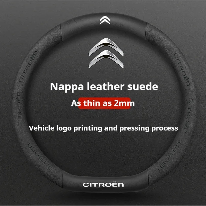 Citroen Leather Steering Wheel Cover - Type D Black F