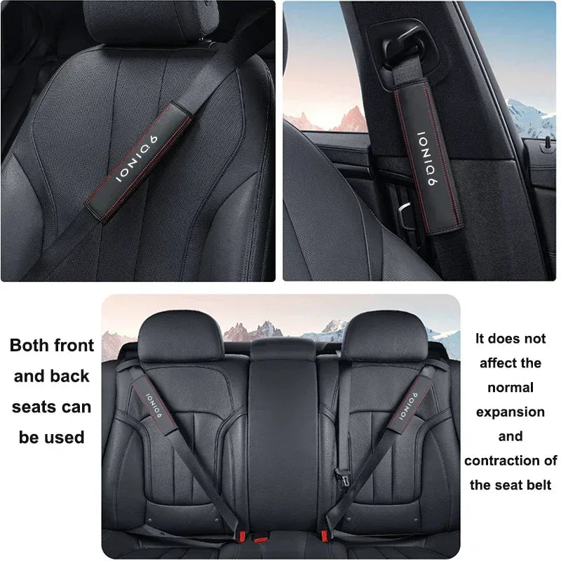 Hyundai Ioniq 6 Leather Seat Belt Shoulder Pads - Blue