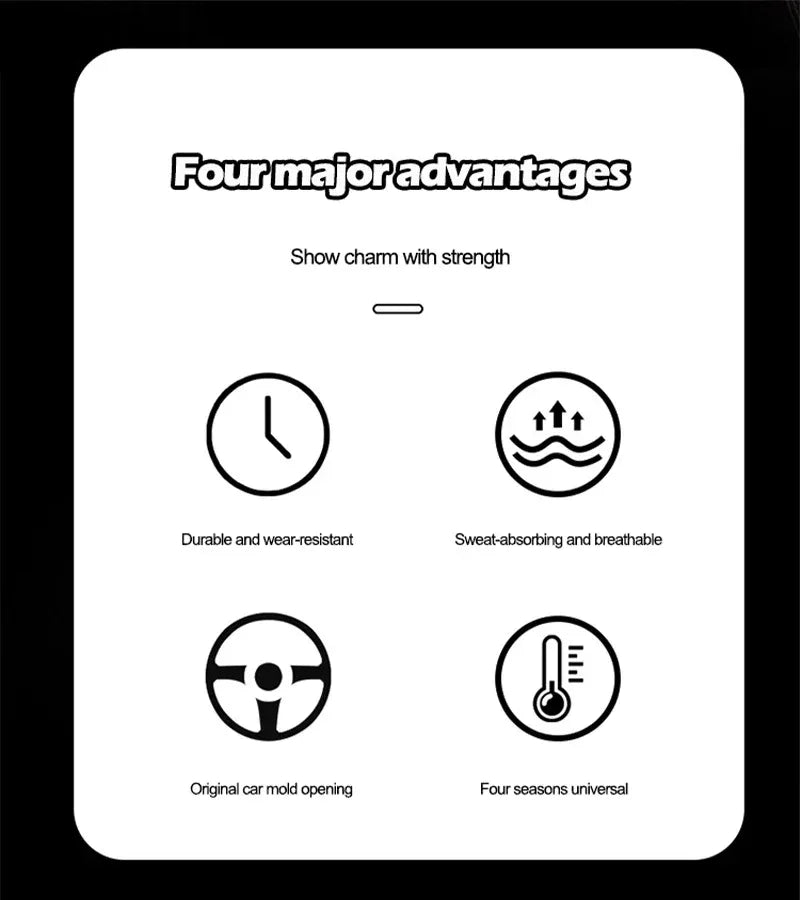 FAW Besturn Carbon Fiber Suede Steering Wheel Cover - D Black-Carbon+Suede