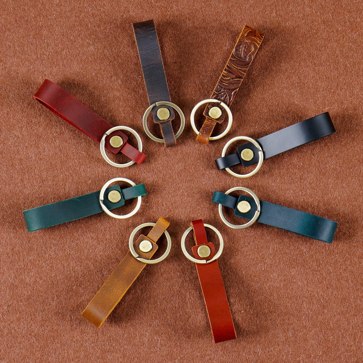 Top Grain Leather Keyring — Minimalist, 7 Colours