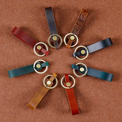 Top Grain Leather Keyring — Minimalist, 7 Colours