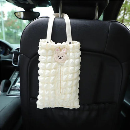 Cartoon Bear Car Tissue Box Holder - Headrest Mount Organizer