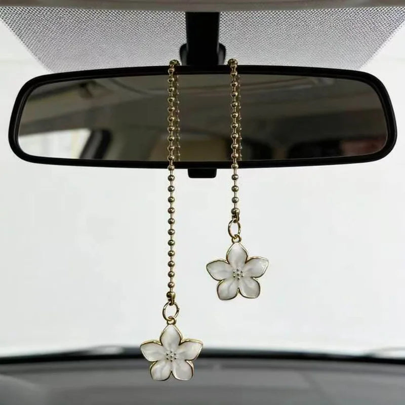 Sakura Flower Car Mirror Pendant - WHITE
