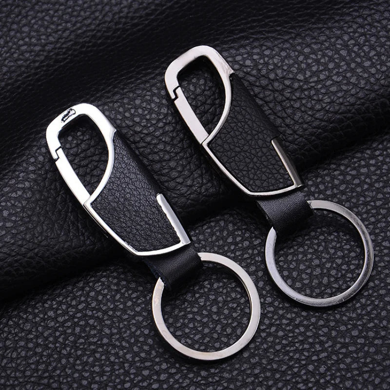 Leather Metal Car Keychain Unisex Waist Key Ring Organizer