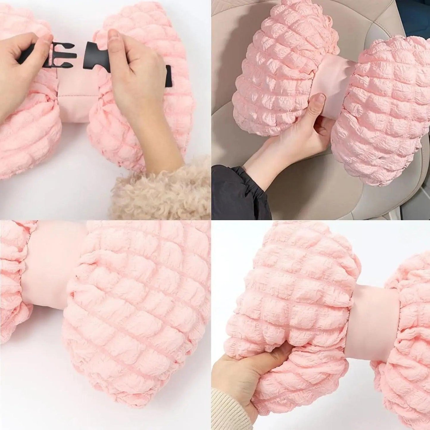 Pink Soft Car Neck Pillow & Lumbar Support Set