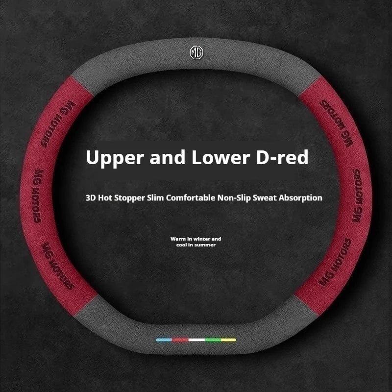 Car Anti-slip Suede Double D Steering Wheel Cover For MG MG3 4 MG5 3SW ZR EHS EZ - Double D Red