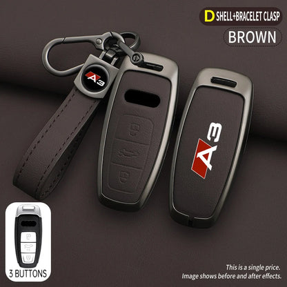 Zinc Alloy Leather Car Key Case Cover Audi A3 8P 8V 8L S3 RS3
