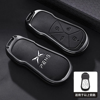 XPeng Zinc Alloy Leather Key Case - black cover / China Mainland