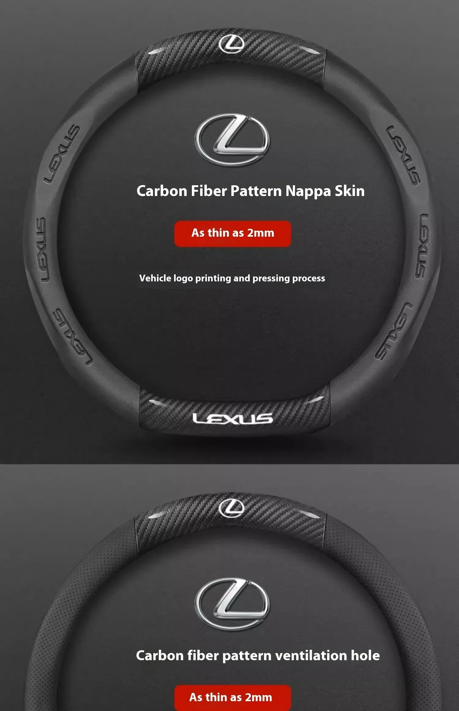 Lexus ES RX NX IS GS Suede Carbon Fiber Steering Wheel Cover - Ventilate Carbon