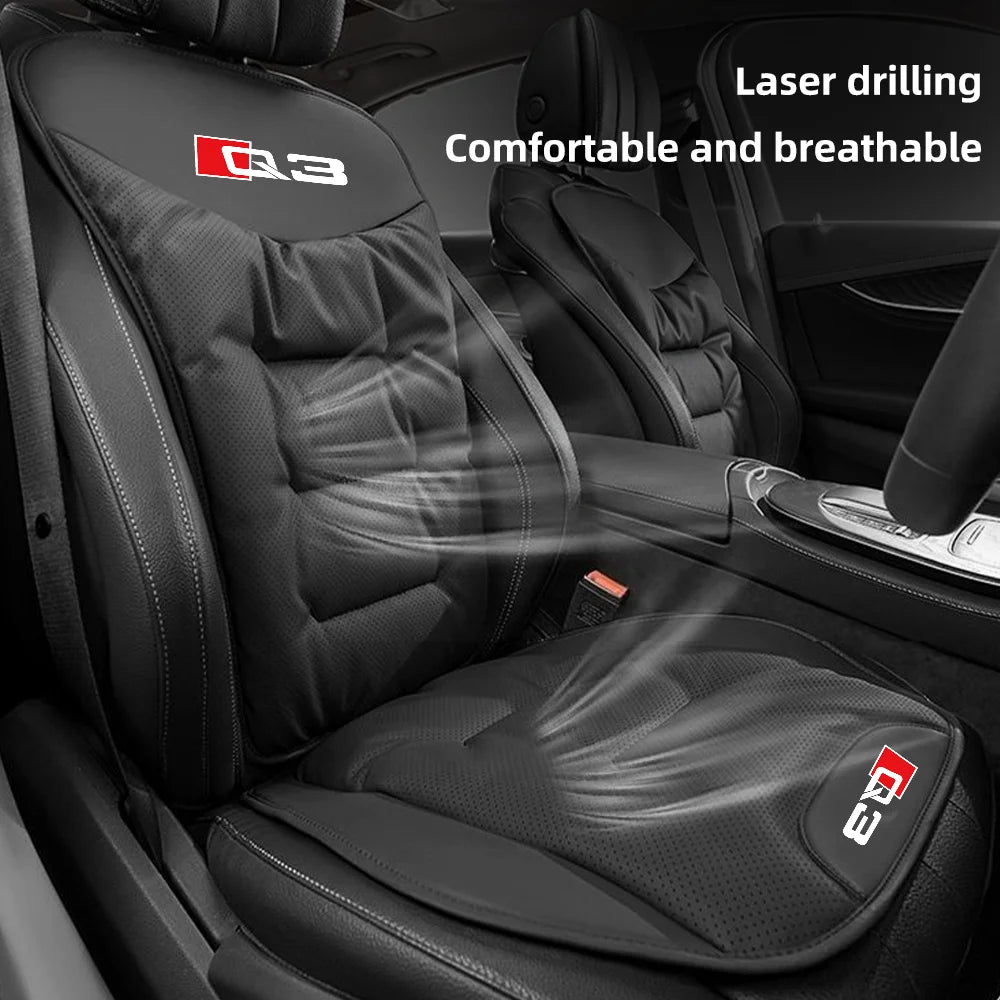 Leather Car Seat Cover Universal Four Seasons Car Front/Rear Seat Cushion for Audi Q3 Q7 Q8 TT Chair Protector Pad Accessories