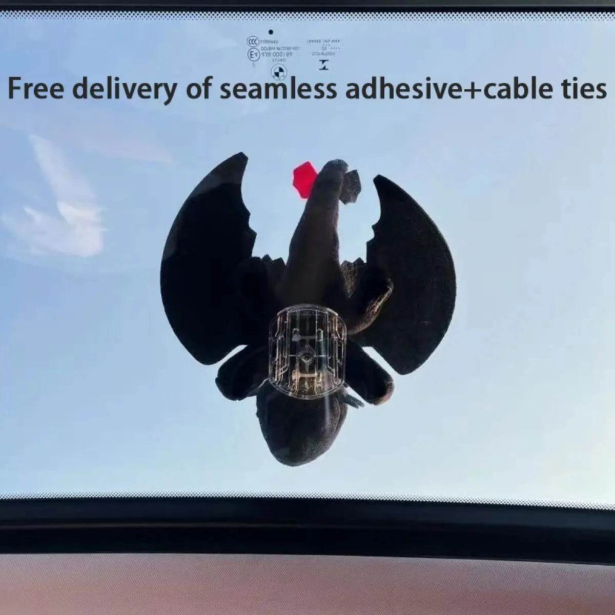 Toothless & Light Fury Cartoon Dragon Car Roof Decor - Black 1