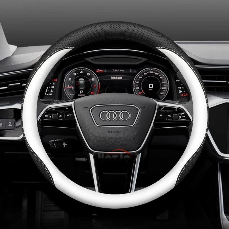 Leather Car Steering Wheel Cover for New Audi A3 8y Q7 q5 A5 B10 A1 rs3 s3 Sq5 Q8 Q4 Q3 A6 Etron 2025 Interior Accessories